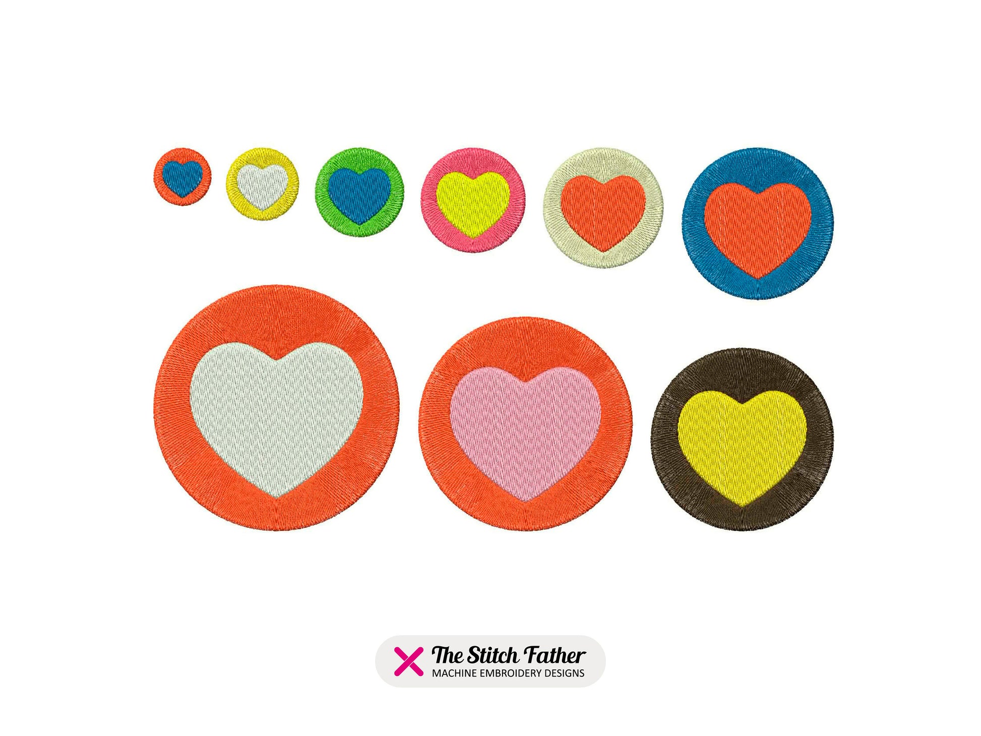 Heart in Round Shape Machine Embroidery design - 9 sizes - INSTANT DOWNLOAD