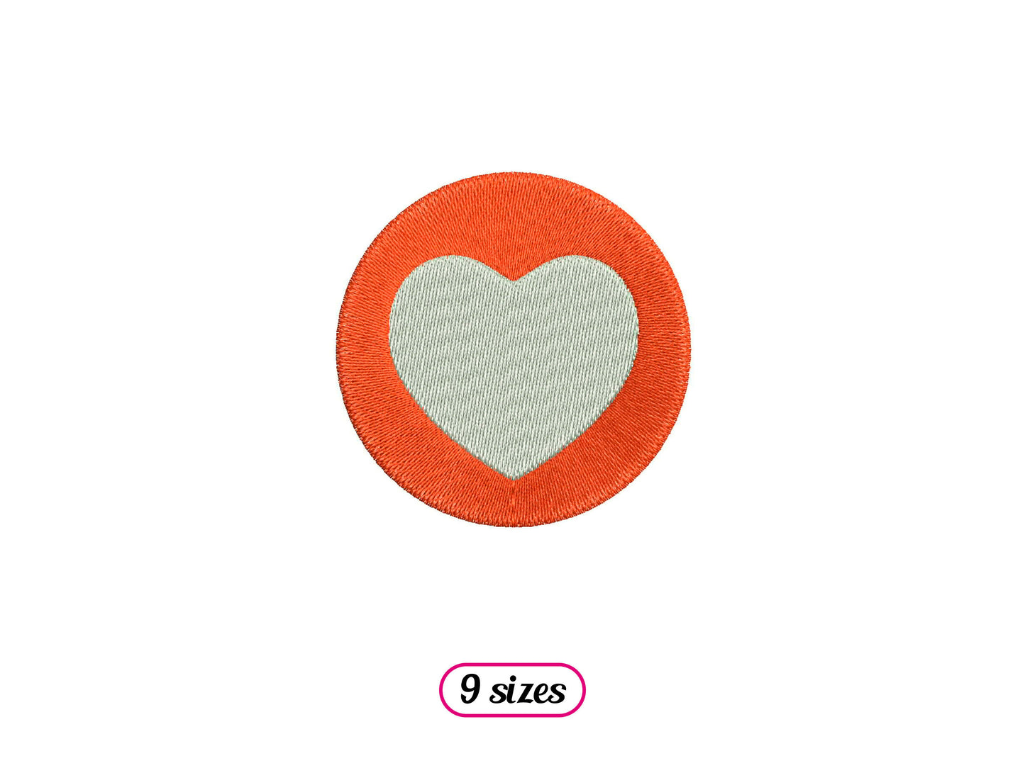 Heart in Round Shape Machine Embroidery design - 9 sizes - INSTANT DOWNLOAD