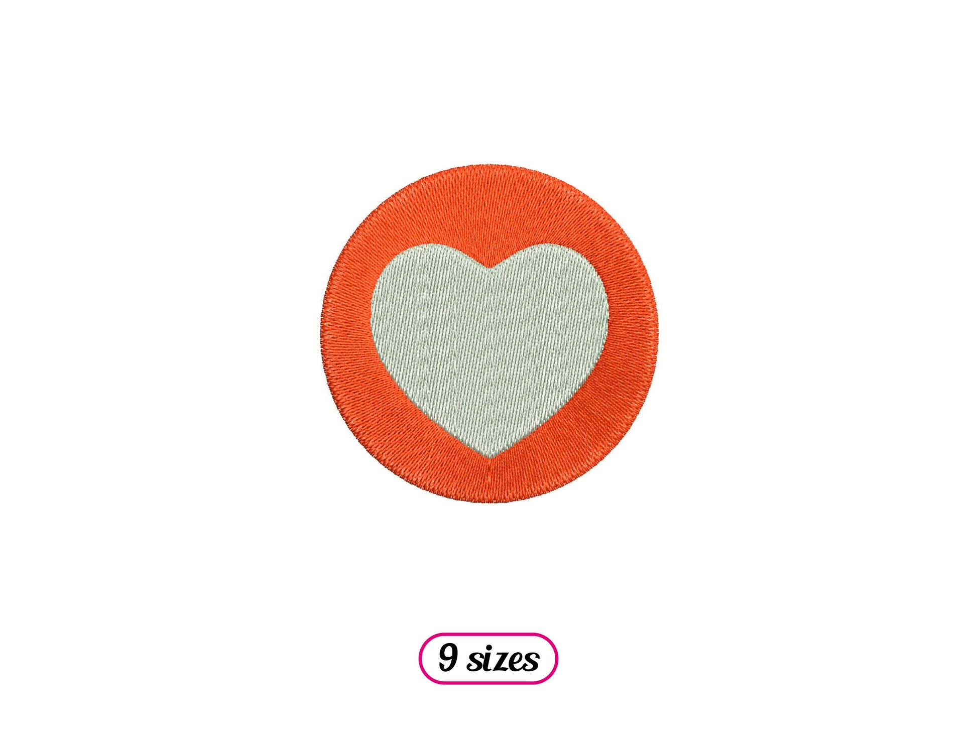 Heart in Round Shape Machine Embroidery design - 9 sizes - INSTANT DOWNLOAD