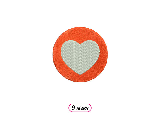 Heart in Round Shape Machine Embroidery design - 9 sizes - INSTANT DOWNLOAD