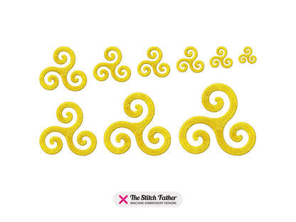 Triskelion Symbol Machine Embroidery design - 9 sizes - INSTANT DOWNLOAD