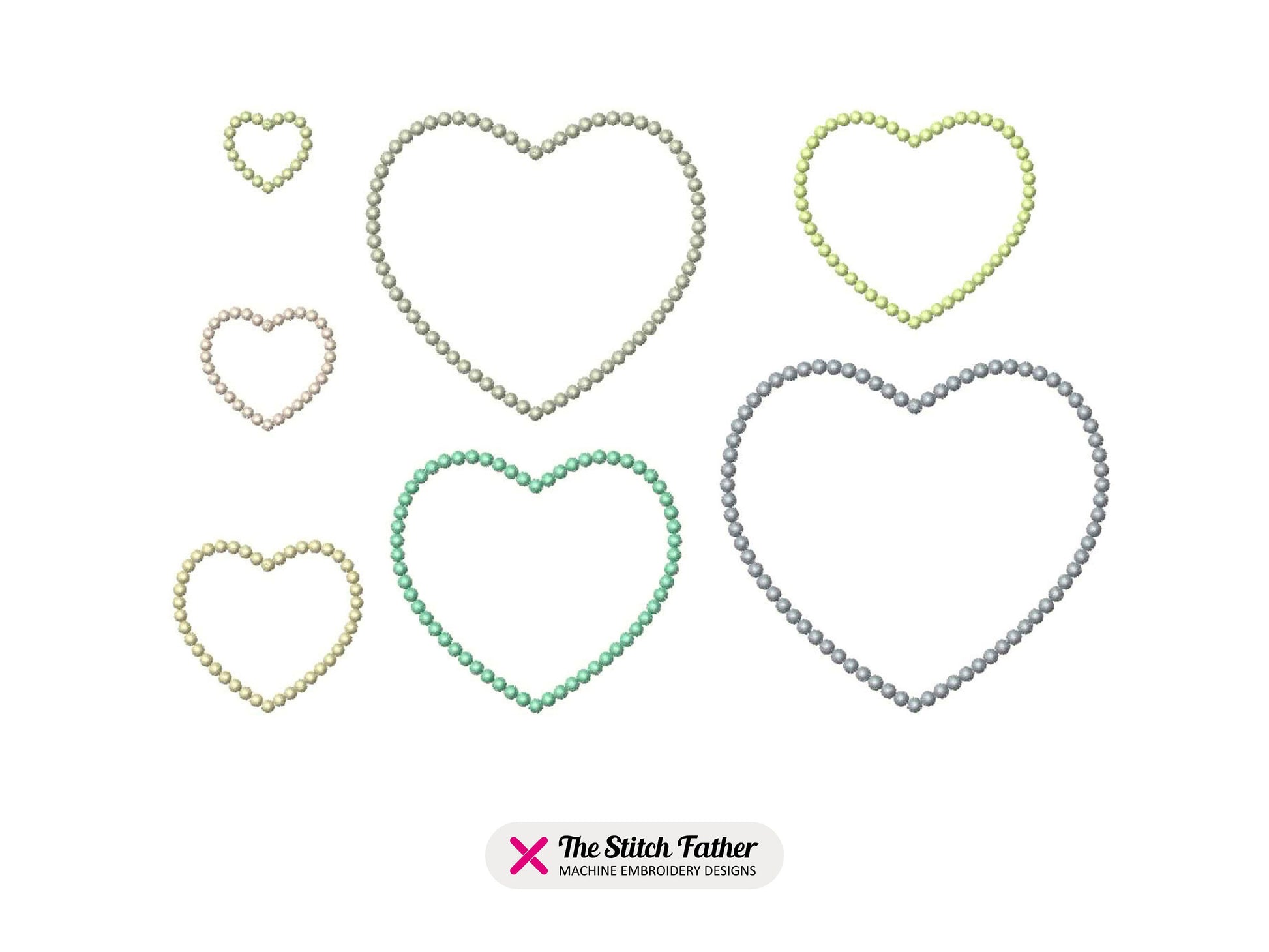 Heart Outline Dotted Machine Embroidery design - 7 sizes - INSTANT DOWNLOAD
