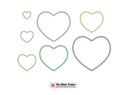 Heart Outline Dotted Machine Embroidery design - 7 sizes - INSTANT DOWNLOAD