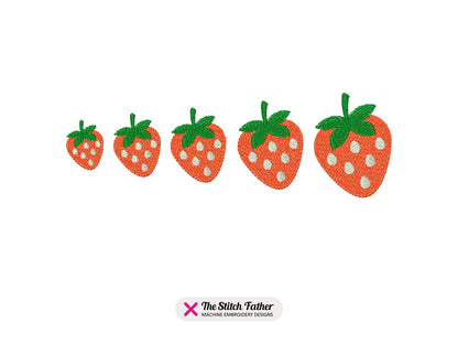 Mini Strawberry Machine Embroidery design - 5 sizes - INSTANT DOWNLOAD