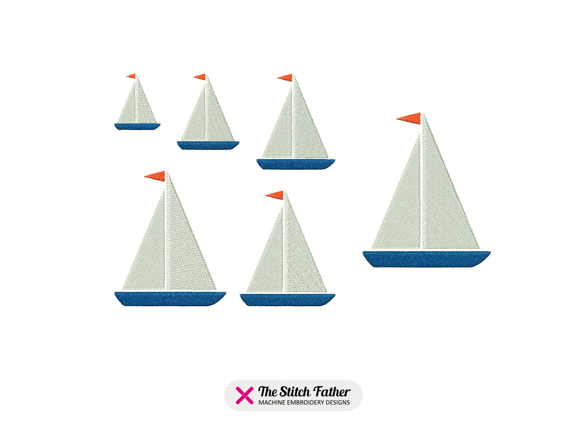 Elegant Sailing Boat Machine Embroidery design - 6 sizes - INSTANT DOWNLOAD