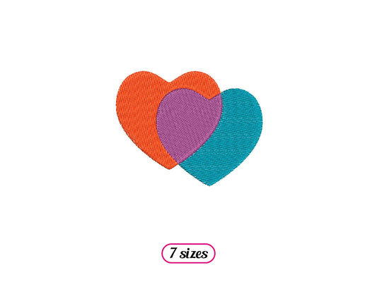 Superimposed Hearts Machine Embroidery design - 7 sizes - INSTANT DOWNLOAD