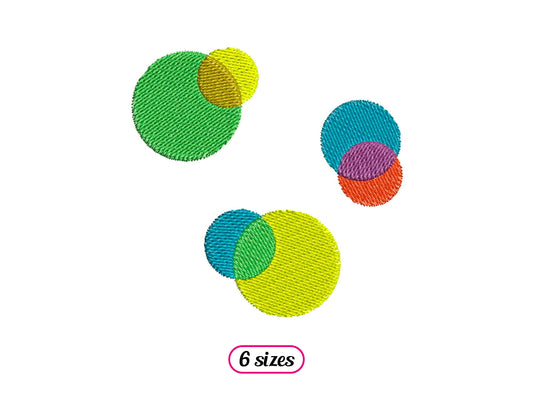 Colorful Superimposed Bubbles Machine Embroidery design - 6 sizes - INSTANT DOWNLOAD