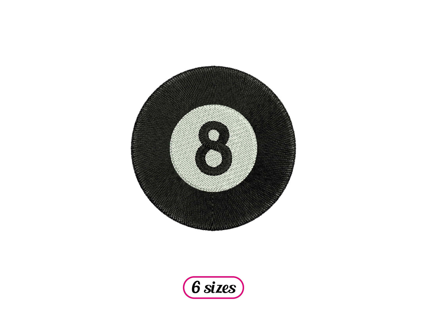Pool Ball 8 Machine Embroidery design - 6 sizes - INSTANT DOWNLOAD
