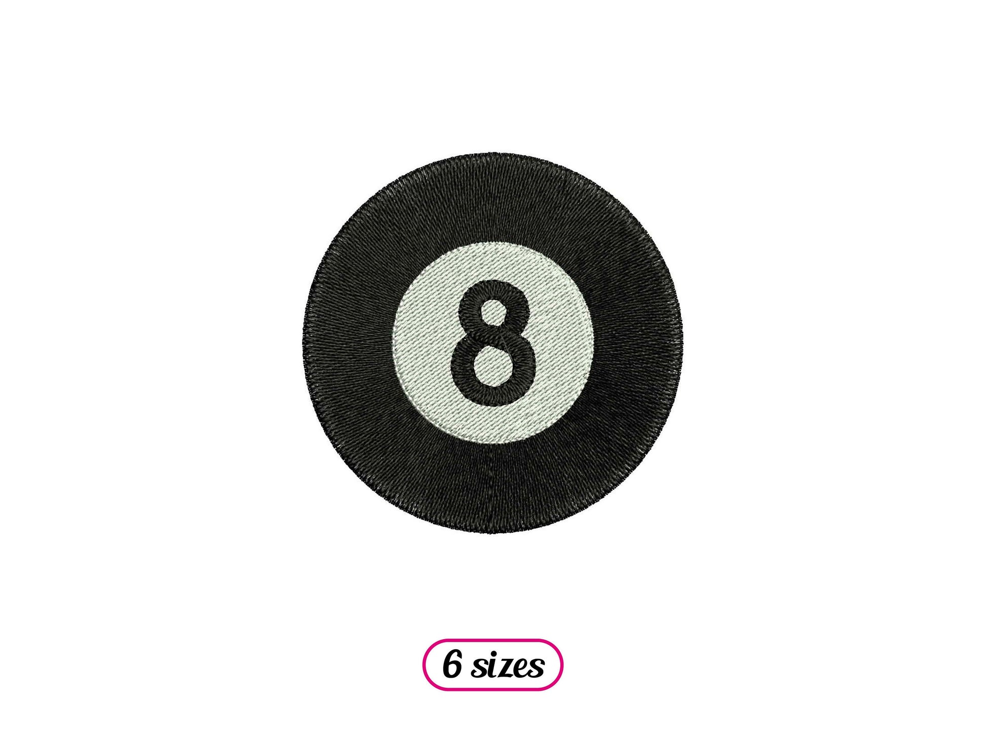 Pool Ball 8 Machine Embroidery design - 6 sizes - INSTANT DOWNLOAD