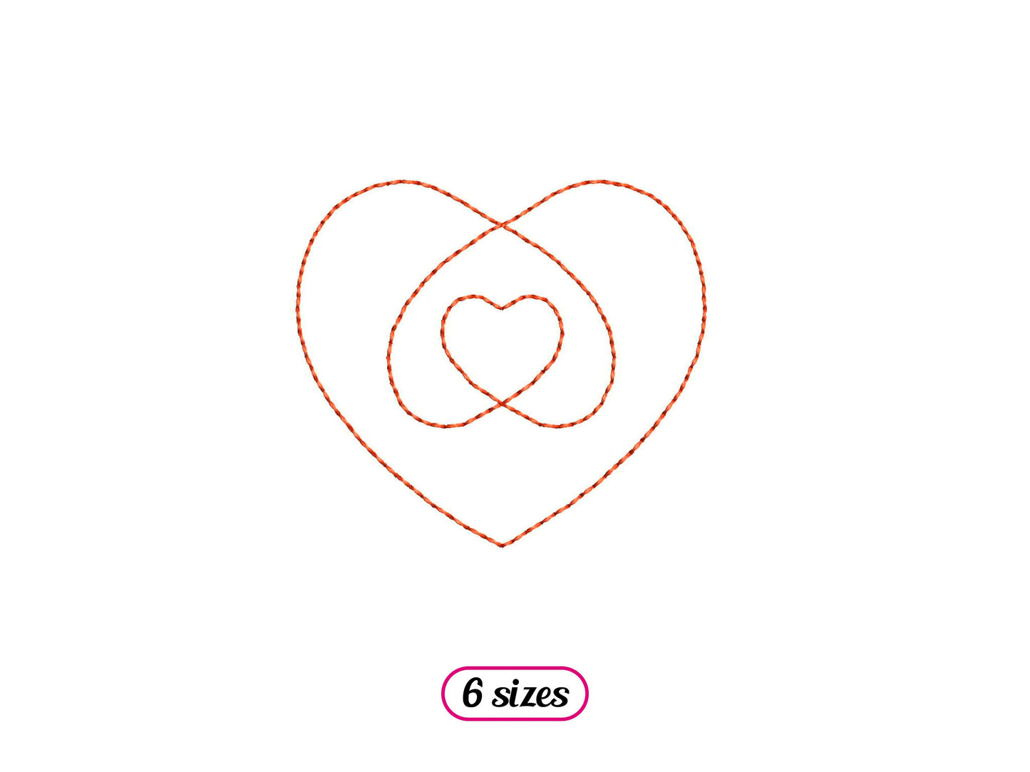 Mini Nested Hearts Linear Style Machine Embroidery design - 6 sizes - INSTANT DOWNLOAD