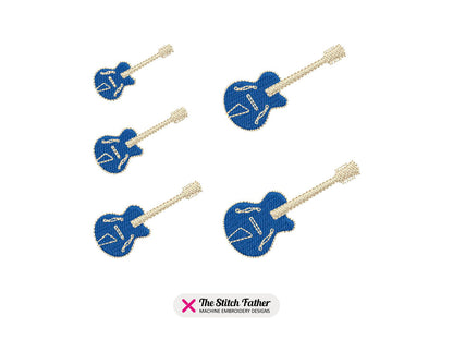 Mini Guitar Machine Embroidery design - 5 sizes - INSTANT DOWNLOAD