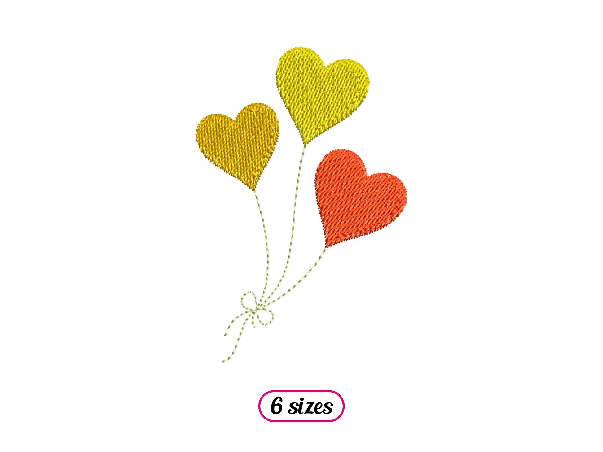 Heart Shaped Balloons Machine Embroidery design - 6 sizes - INSTANT DOWNLOAD