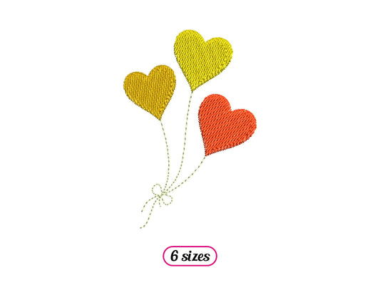 Heart Shaped Balloons Machine Embroidery design - 6 sizes - INSTANT DOWNLOAD