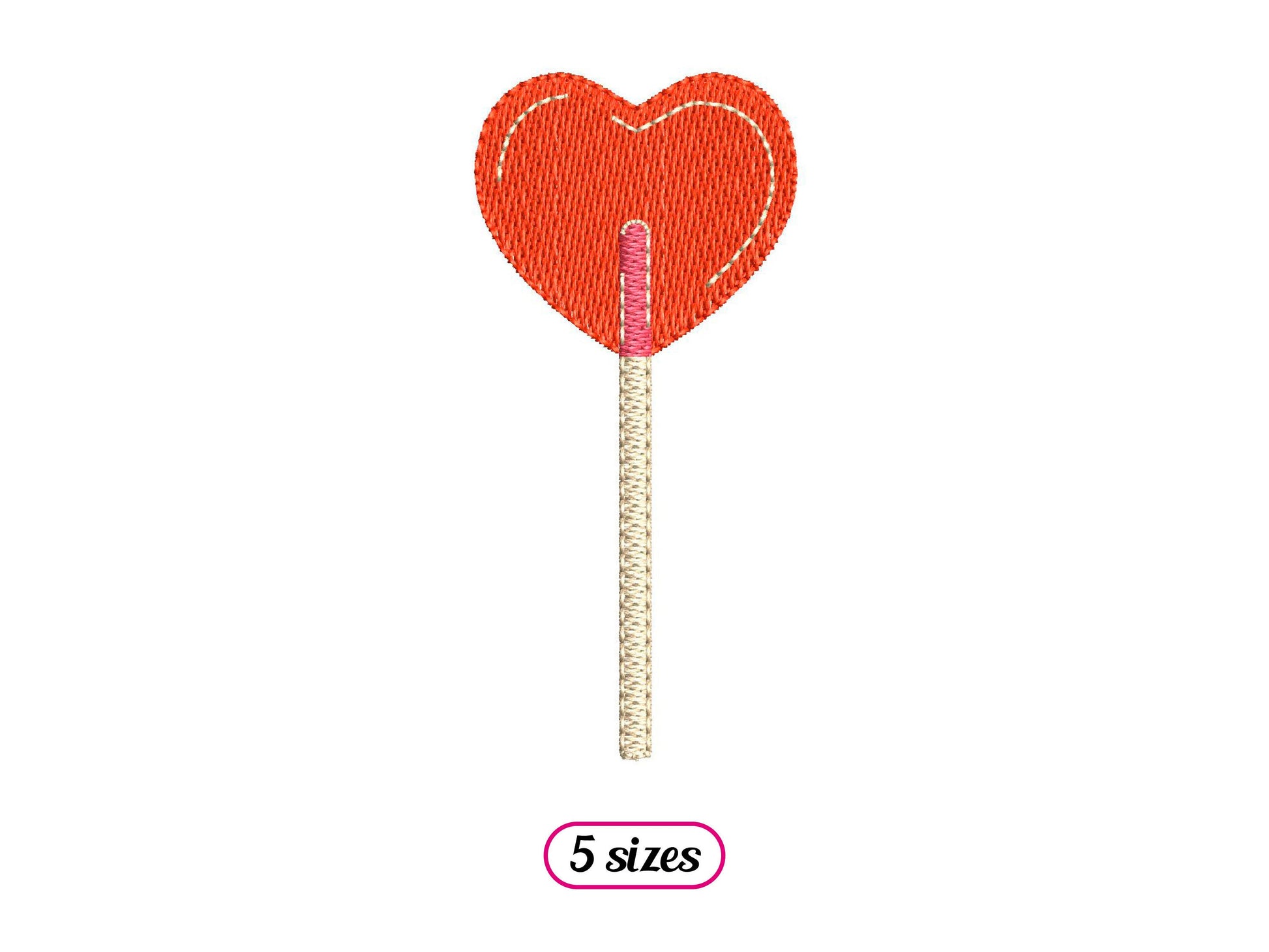 Heart Lollipop Machine Embroidery design - 5 sizes - INSTANT DOWNLOAD