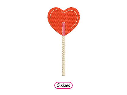 Heart Lollipop Machine Embroidery design - 5 sizes - INSTANT DOWNLOAD