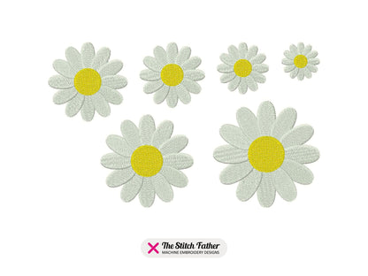 Daisy Flower Machine Embroidery design - 6 sizes - INSTANT DOWNLOAD