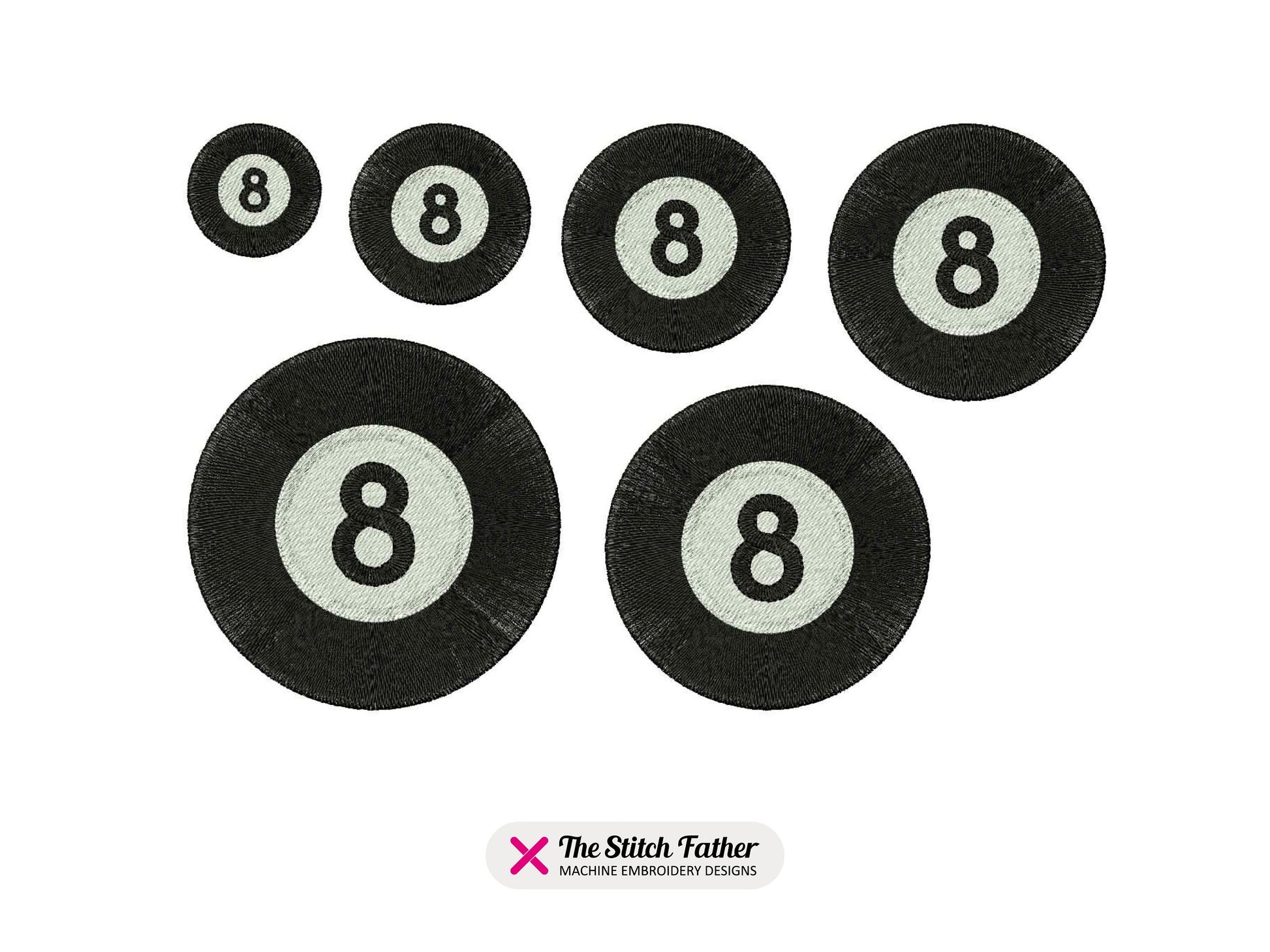 Pool Ball 8 Machine Embroidery design - 6 sizes - INSTANT DOWNLOAD