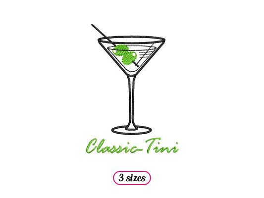 Classic Martini Cocktail Machine Embroidery design - 3 sizes - INSTANT DOWNLOAD