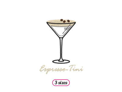 Espresso Martini Cocktail Machine Embroidery design - 3 sizes - INSTANT DOWNLOAD