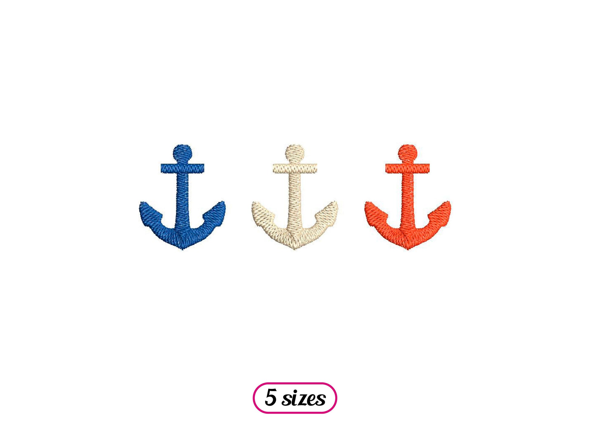 Three Anchors Horizontal Layout Machine Embroidery design - 6 sizes - INSTANT DOWNLOAD