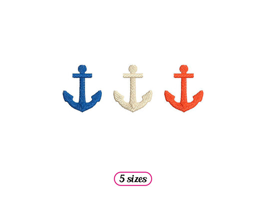 Three Anchors Horizontal Layout Machine Embroidery design - 6 sizes - INSTANT DOWNLOAD