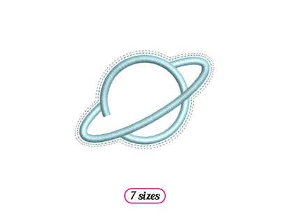 Planet Logo Linear Style Machine Embroidery design - 7 sizes - INSTANT DOWNLOAD