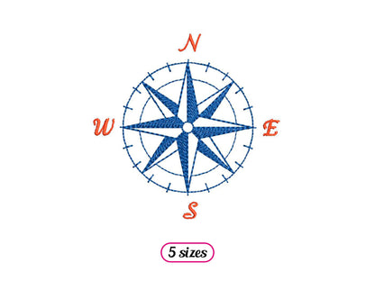 Compass rose Machine Embroidery design - 5 sizes - INSTANT DOWNLOAD