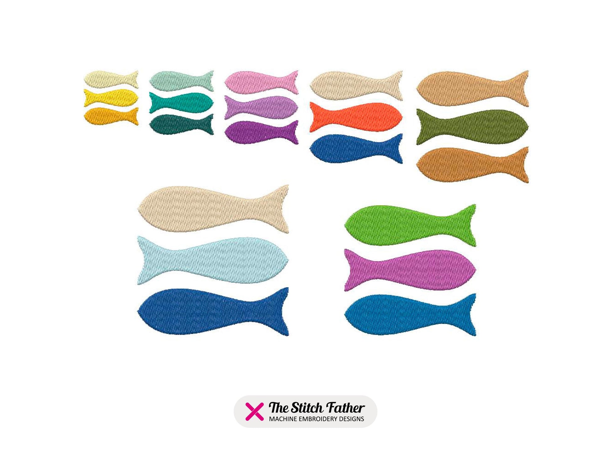 Fish Square Logo Machine Embroidery design - 7 sizes - INSTANT DOWNLOAD