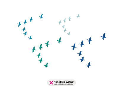 Geese Flight Machine Embroidery design - 4 sizes - INSTANT DOWNLOAD