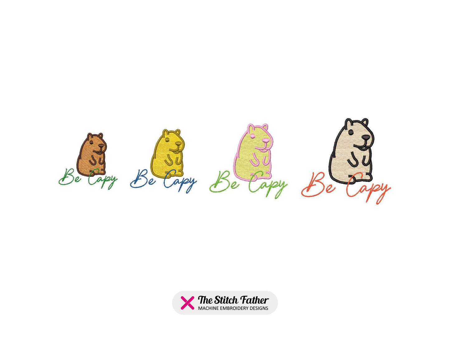 Capybara Be Capy Machine Embroidery design - 4 sizes - INSTANT DOWNLOAD