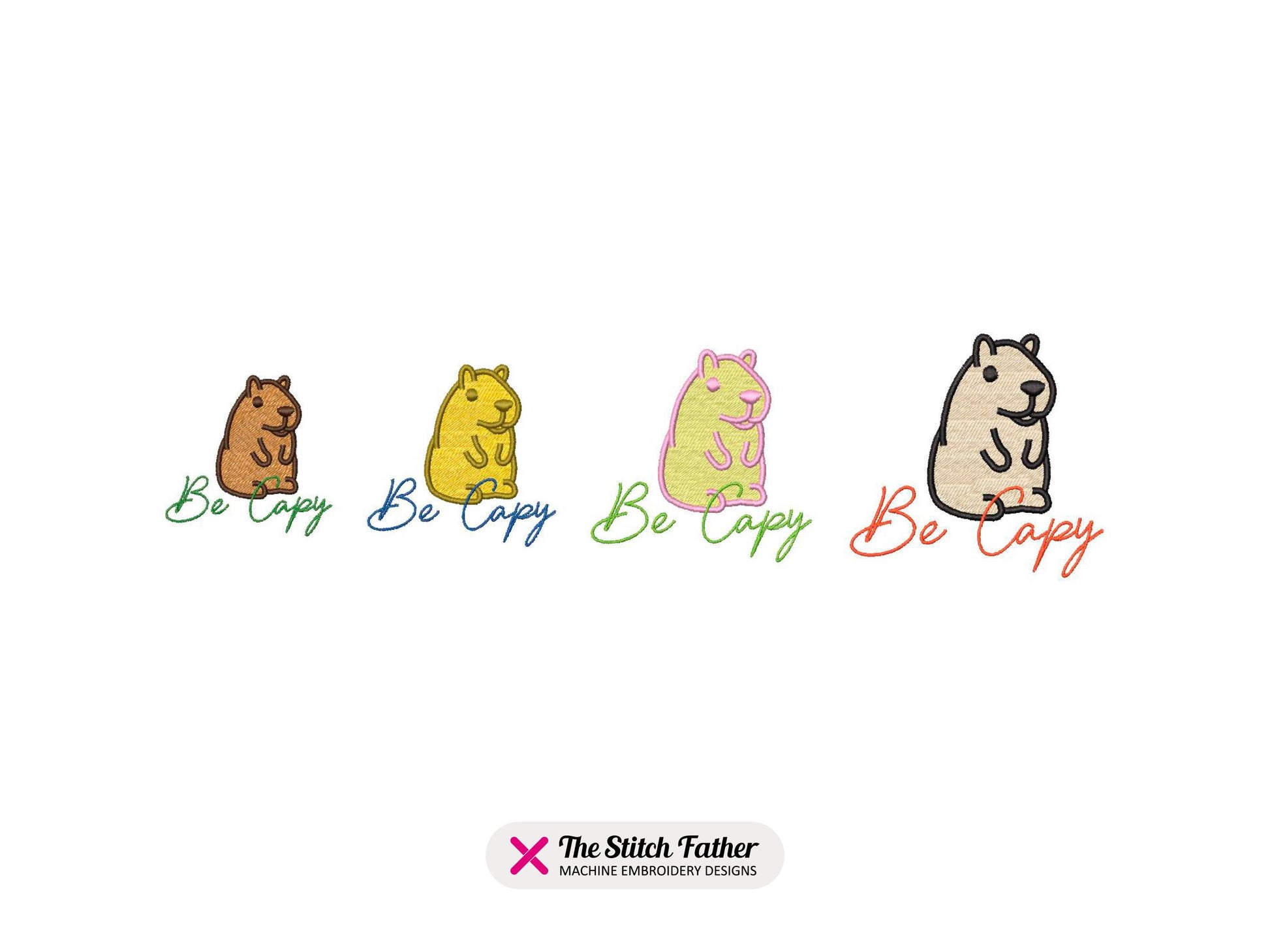 Capybara Be Capy Machine Embroidery design - 4 sizes - INSTANT DOWNLOAD