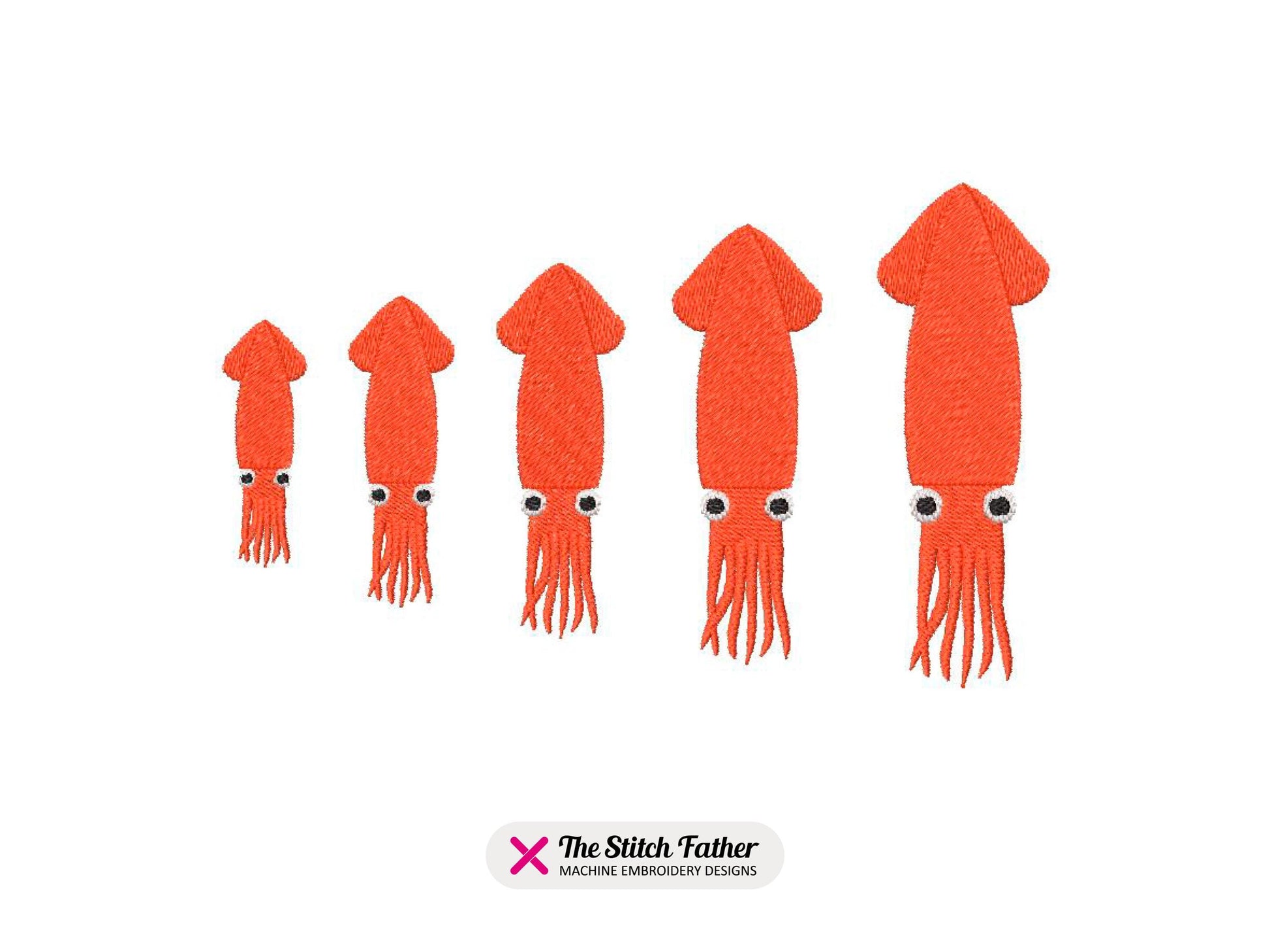 Squid Machine Embroidery design - 5 sizes - INSTANT DOWNLOAD