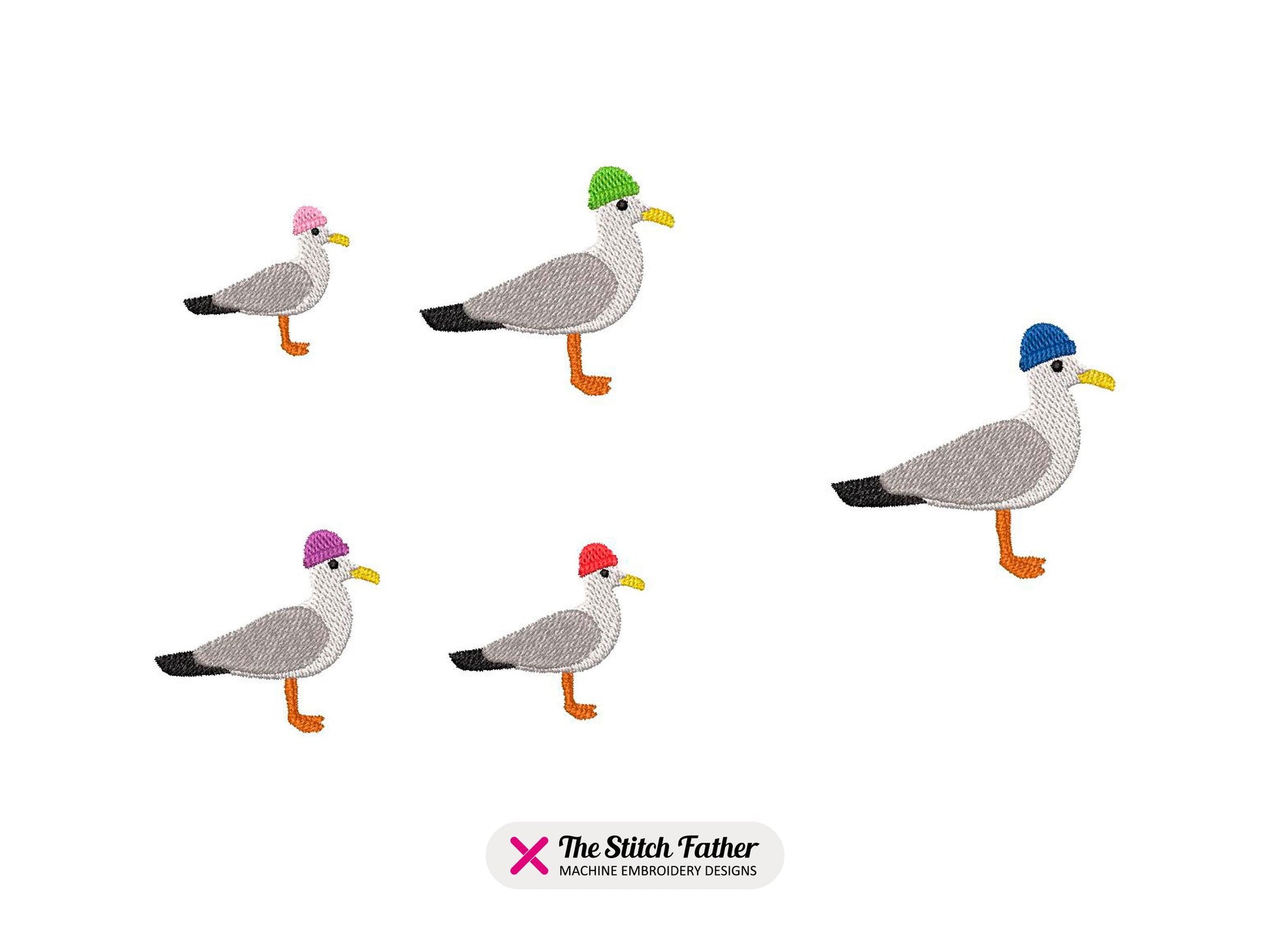 Seagull with Docker Hat Machine Embroidery design - 5 sizes - INSTANT DOWNLOAD