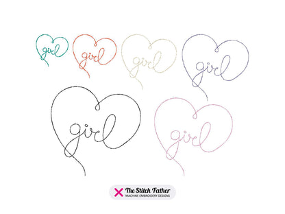 Heart Baby Girl Machine Embroidery design - 6 sizes - INSTANT DOWNLOAD