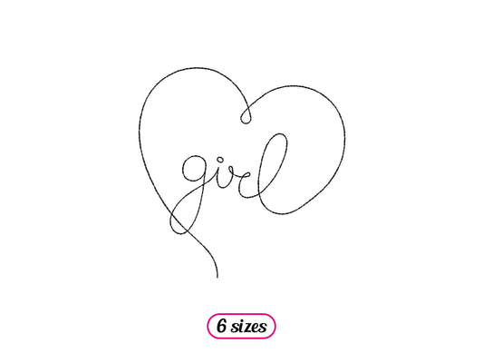 Heart Baby Girl Machine Embroidery design - 6 sizes - INSTANT DOWNLOAD