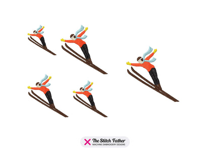 Mountain Skier Jumping Machine Embroidery Design - 5 sizes - INSTANT DOWNLOAD
