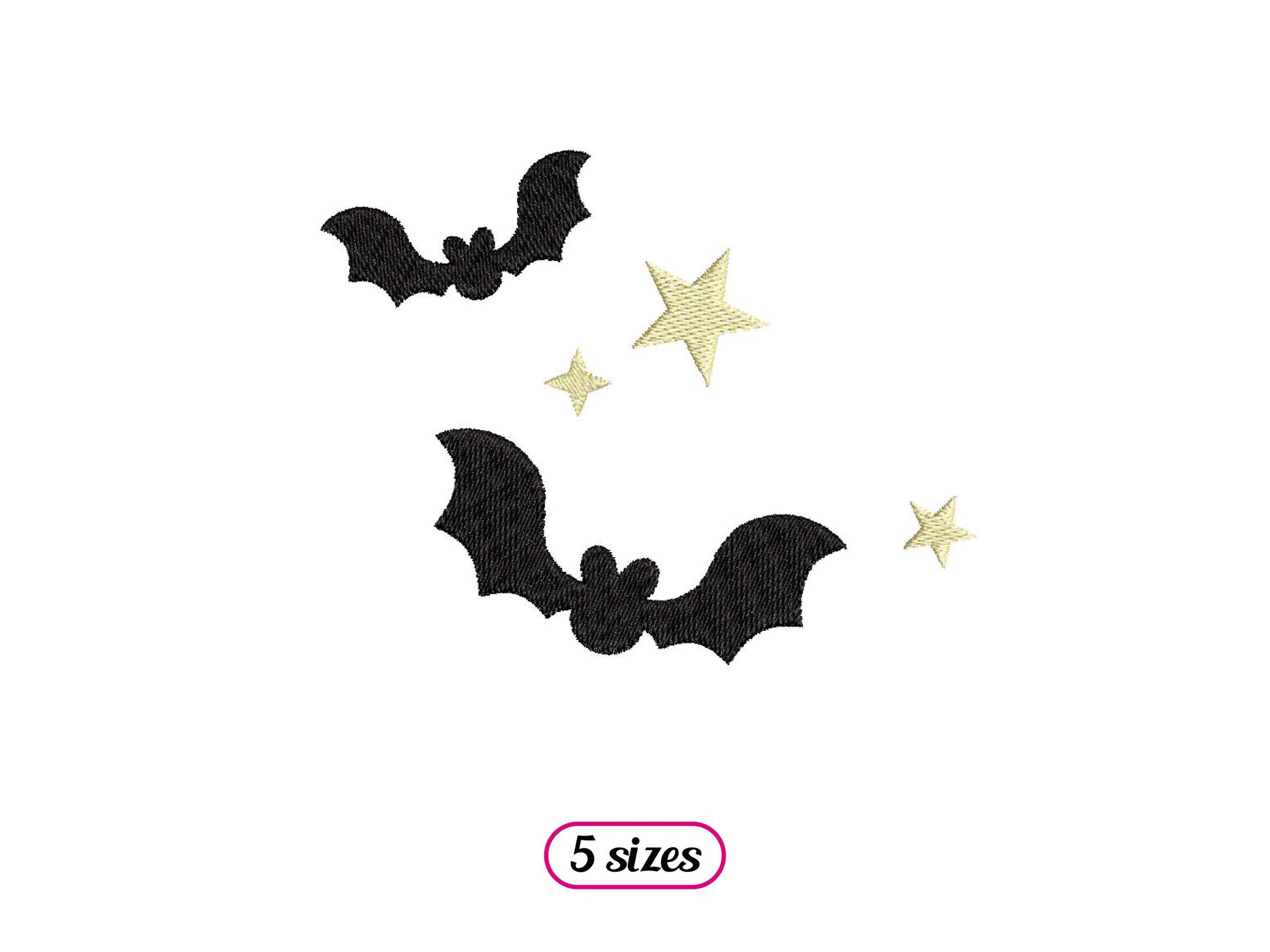 Bat with Stars Machine Embroidery design - 5 sizes - INSTANT DOWNLOAD