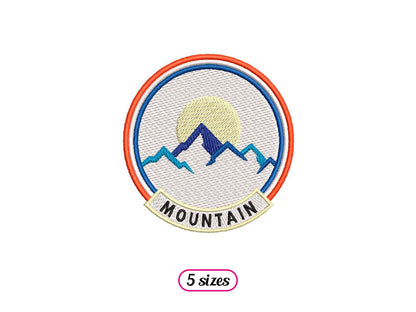 Mountain Badge Style Machine Embroidery design - 5 sizes - INSTANT DOWNLOAD