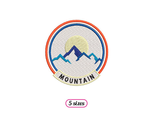 Mountain Badge Style Machine Embroidery design - 5 sizes - INSTANT DOWNLOAD