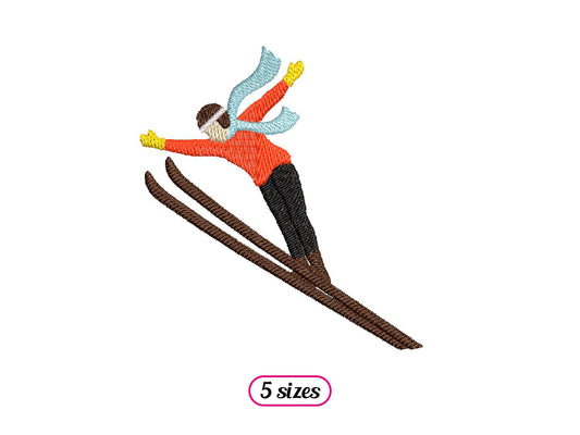 Mountain Skier Jumping Machine Embroidery Design - 5 sizes - INSTANT DOWNLOAD