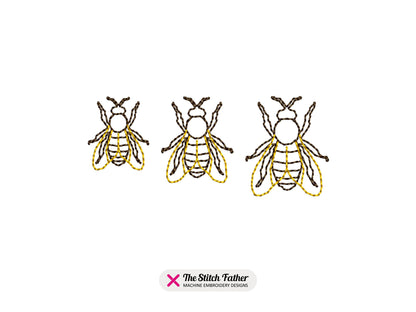 Mini Realistic Bee Outline