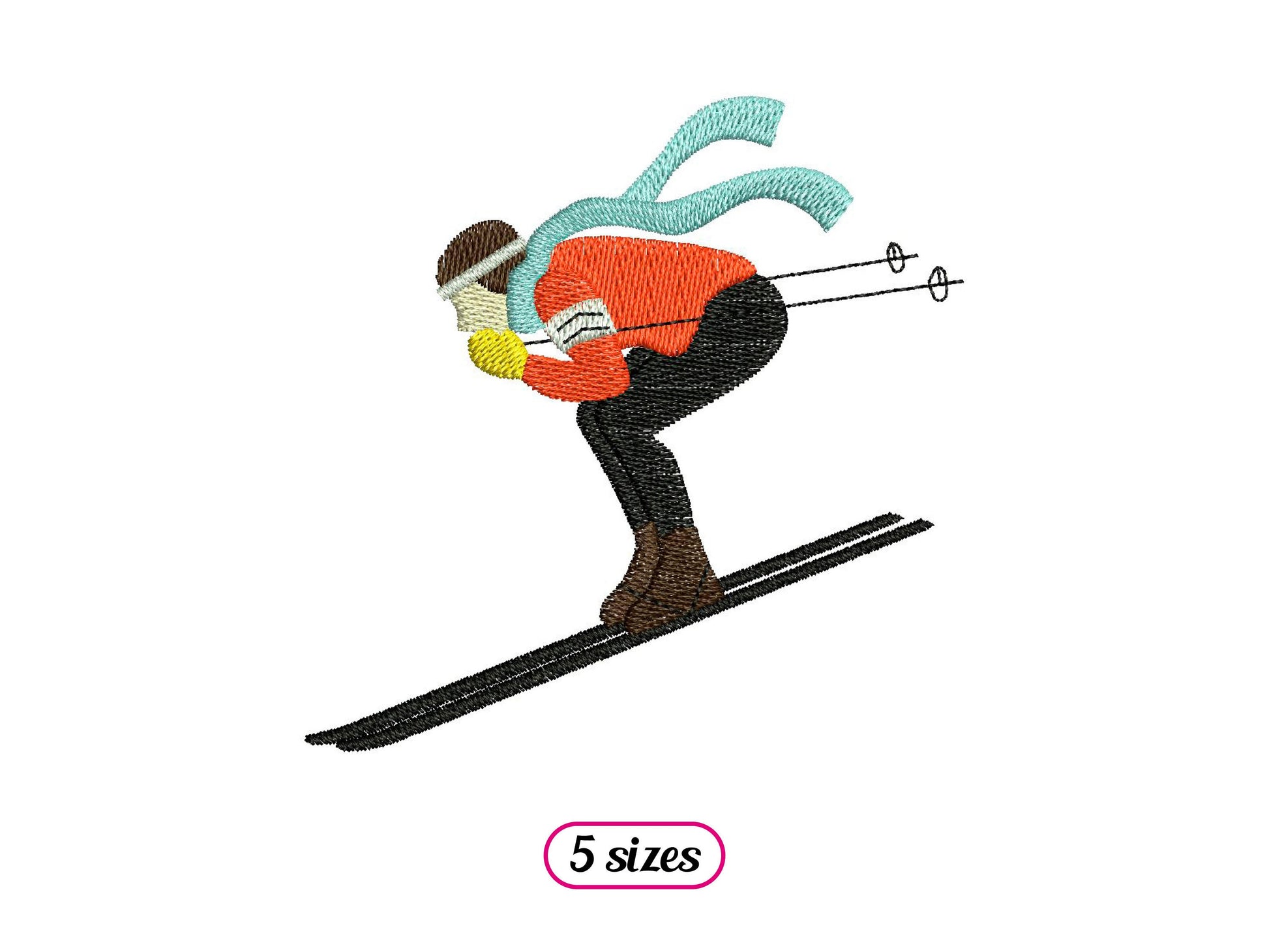Mountain Skier Speeding Down Slope