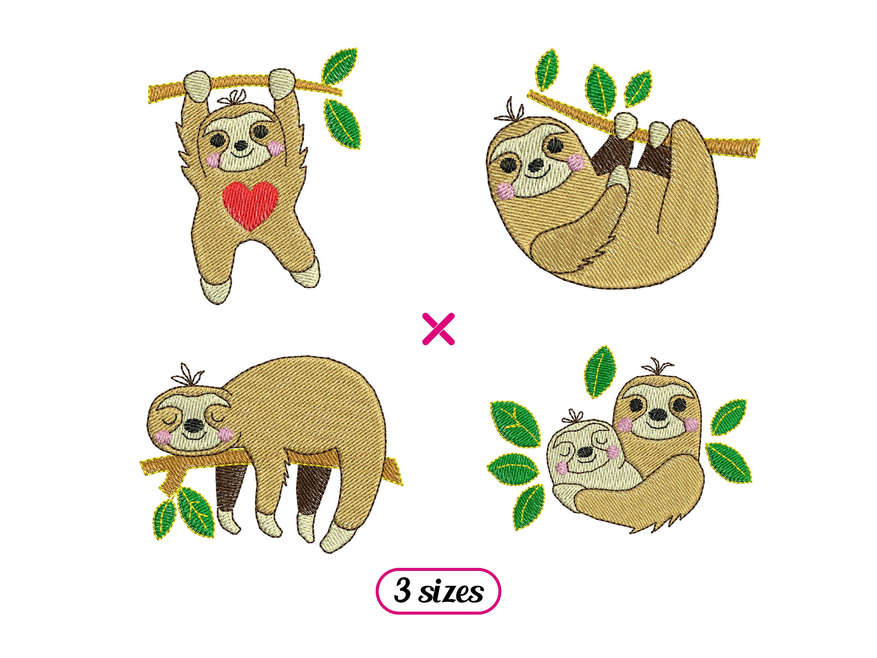 Mini Sloth Set – The Stitch Father - Machine Embroidery