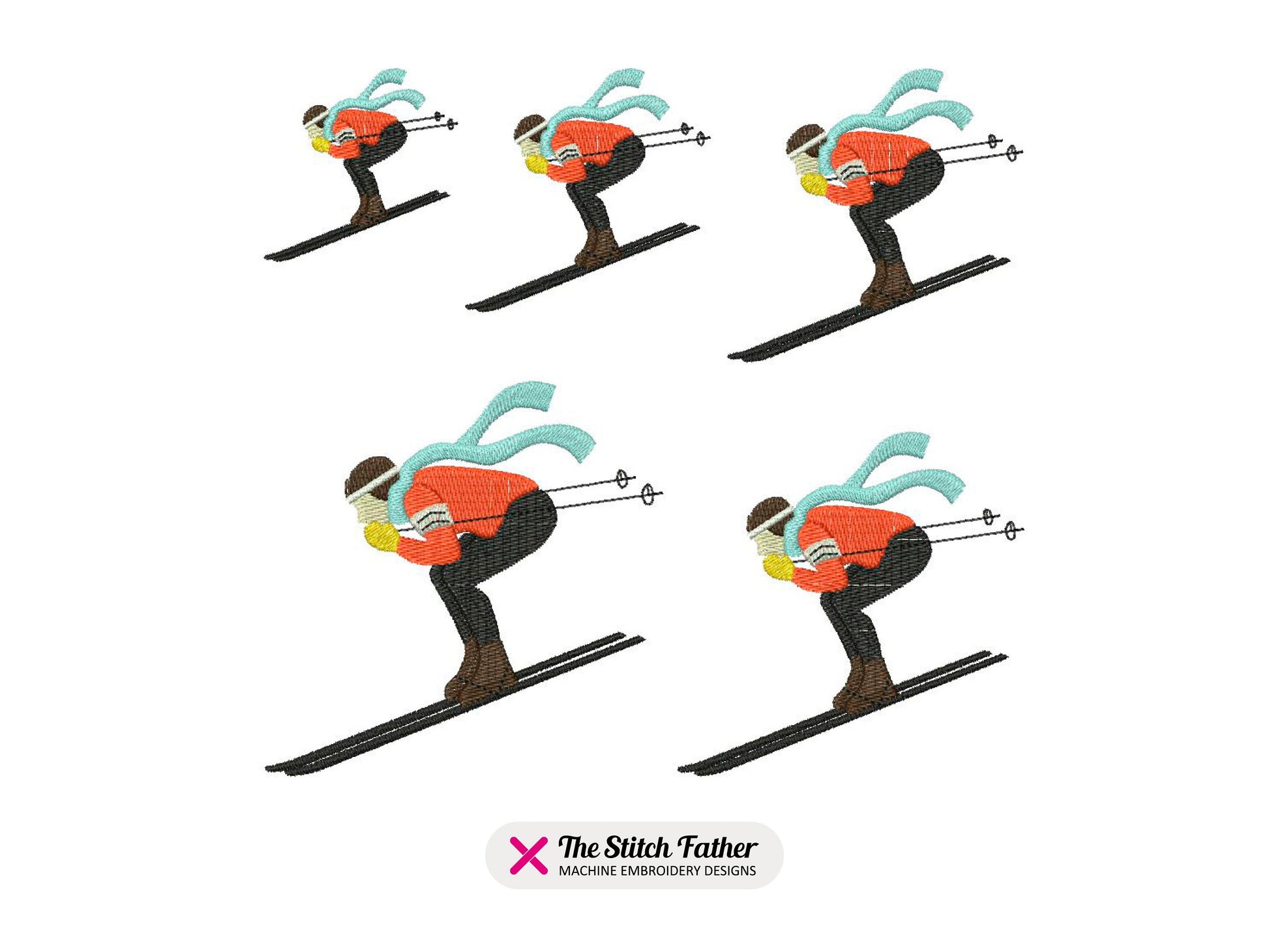 Mountain Skier Speeding Down Slope