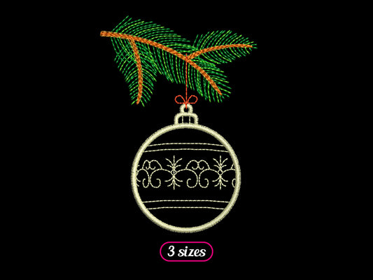 Fir Tree Branch with Christmas Bauble