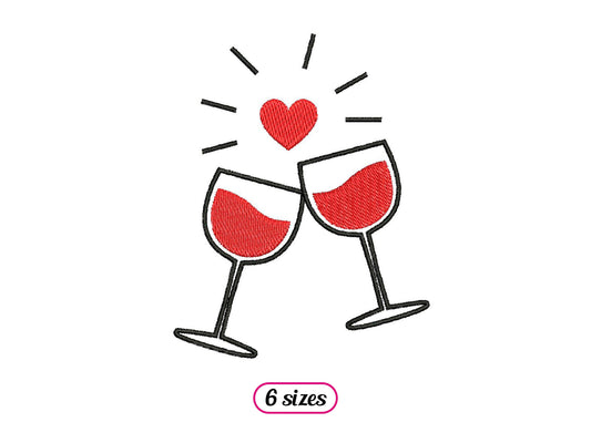 Wine Glasses Cheers with Heart