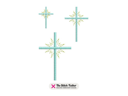 Mini Christian Cross Embroidery design – Religious Cross Divine Light – Religion Baptism Communion – Satin Quick Stitch - INSTANT DOWNLOAD