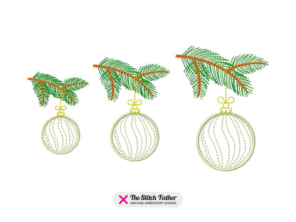 Vintage Round Bauble on Fir Tree