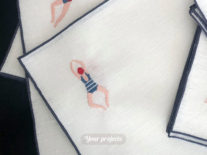 Retro Swimmer Girl Top View