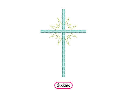 Mini Christian Cross Embroidery design – Religious Cross Divine Light – Religion Baptism Communion – Satin Quick Stitch - INSTANT DOWNLOAD